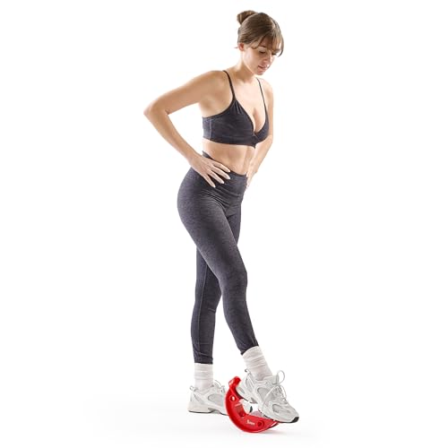 Sunny Health & Fitness Calf Stretcher and Foot Rocker for Plantar Tight Calves Relief Hamstring Ankle Strengthener Facetious Sling Stretch Fighter Stretching Device Mobility - style: Red