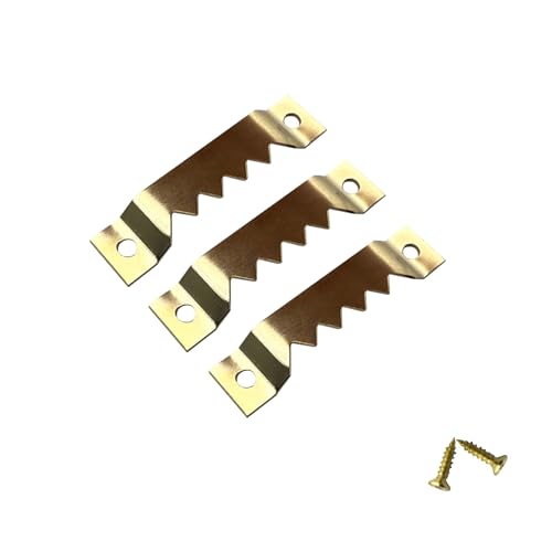 50 Pack Large Heavy Sawtooth Picture Hangers Steel Picture Hangers with Screws Picture Hang Solutions, for Hanging Clock Paintings Artwork Picture Frame Hook Photos (Gold，Supports 50 lbs) - color: Large Gold - 50 Pack