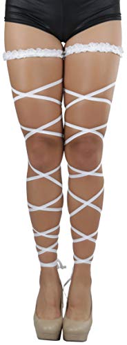 ToBeInStyle Women's Leg Wraps Ravewear Dancewear Elastic Straps Party Garter Music Festivals Costume Accessory Thigh High - color: Garter Wrap - White, size: One Size
