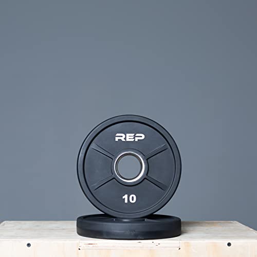 REP Fitness Urethane Coated Tri-Grip Olympic Barbell Weights - Sold in Pairs - style: 10 LB Pair