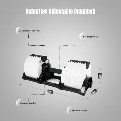 Adjustable Dumbbell (Single) 5-40/80lb, 5lb Increments, for Home Gym Fitness - Upto 20 weight settings - color: WHITE - 80LB