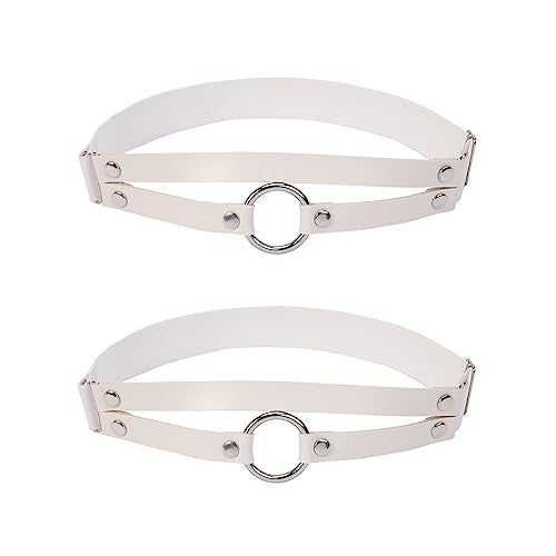 Adjustable O-ring Leg Garter, Elastic Thigh Garters Belt for Women, 1 Pair - color: White