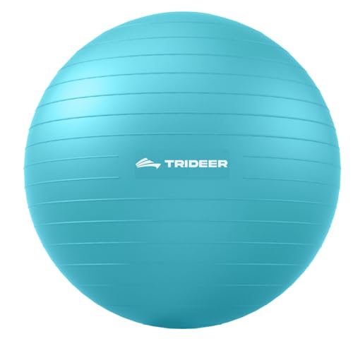 Trideer Yoga Ball for Exercise, Pilates, Core & Balance Training, Stability Ball for Pregnancy & Birthing Prep, Physical Therapy, Daily Stretching, Office Chair for Active Sitting, Quick Pump Included - color: Turkis, size: L(23-26ines/58-65cm)