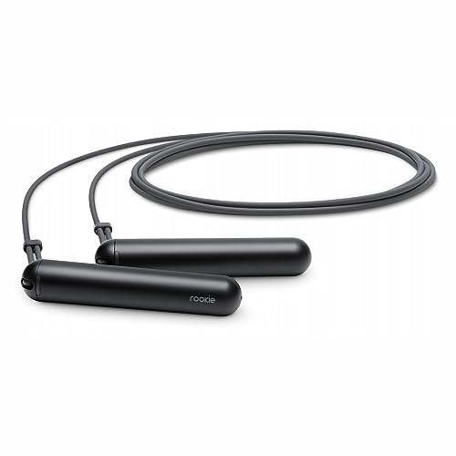Tangram Smart Rope Rookie – Smart Jump Rope with Counter & App, Bluetooth Fitness Tracker, Adjustable Jump Rope for Weight Loss, Cardio, HIIT & Home Workouts - color: Black