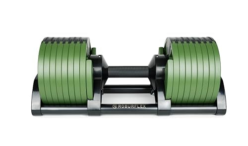 Adjustable Dumbbell (Single) 5-40/80lb, 5lb Increments, for Home Gym Fitness - Upto 20 weight settings - color: GREEN - 80LB