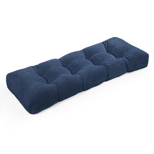 ROFIELTY Bench Cushion 42 Inch, Non-Slip Tufted Bench Cushion for Indoor Furniture for Bay Window, Entryway Bench, Piano Seat (Chenille-Blue, 42x16x4) - color: Chenille-blue, size: 42x16x4