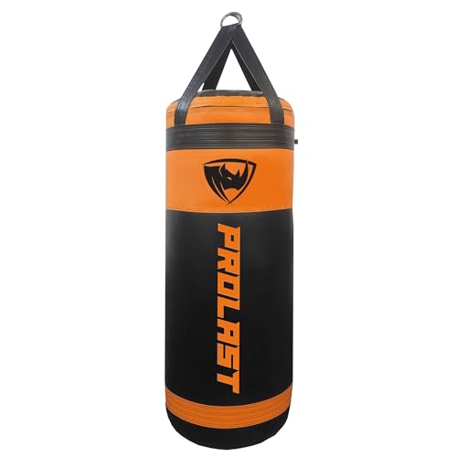 4Ft XL 135Lb Heavy Punching Kicking Bag for Adults, Boxing, MMA, Martial Arts, Muay Thai, Strength Training Equipment, Special Edition Rhino Logo - color: Orange / Black, style: Filled