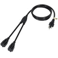2 Way Power Cord Splitter Cable 3 Ft-3 Prong 1 to 2 Extension Cord-Outlet Saver-Elecan Male to Female Y Splitter Power Extension Cable Strip–UL Certified SJTW 16 Gauge 13 A/125 V–Black - size: 3FT