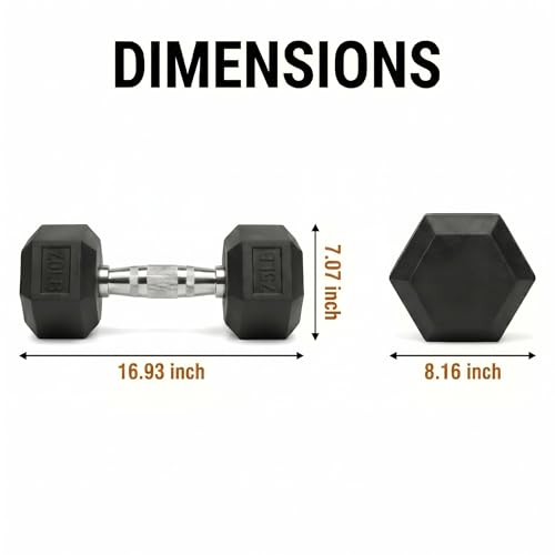 5-100 lb Rubber Hex Dumbbell Set - size: 75 lb