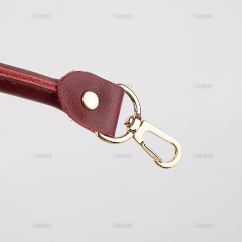 AUEAR, Replacement Handles Bag Purses Straps Black Handbag Strap with Gold Lobster Buckles for Small Handmade Straw (15.7 Inches, Style A, Wine Red) - color: Wine Red