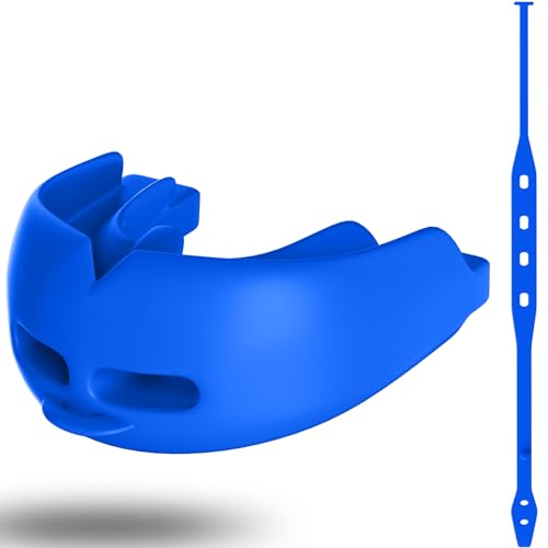 Mouth Guard Sports Youth Adult,Mouth Guard for Braces Soft,No Boiling - color: Dark Blue/Strapped