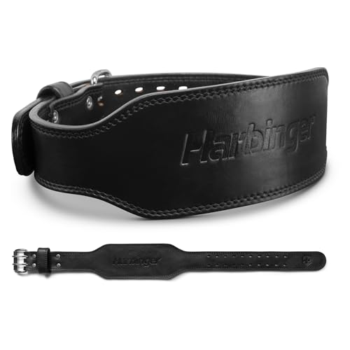 Harbinger 7mm Pro Leather Weightlifting Belt for Squats, Deadlifts, Powerlifting, and Olympic Lifts with Dual-Prong Buckle and Adjustable Fit - size: Medium