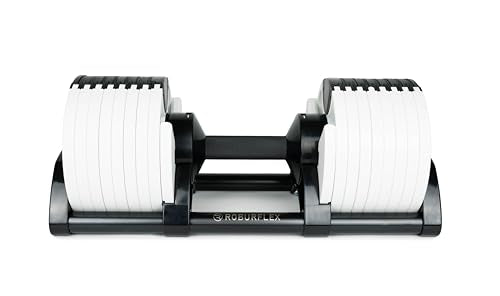 Adjustable Dumbbell (Single) 5-40/80lb, 5lb Increments, for Home Gym Fitness - Upto 20 weight settings - color: WHITE - 80LB