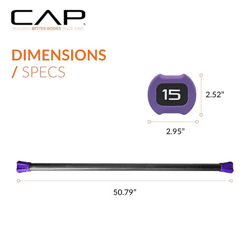 CAP Barbell Weighted Workout Bar | 5-20 lb | Multiple Options - style: 15 LB, Purple