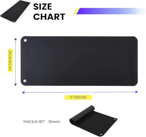 Garvee Hanging Exercise Mat, 71x24 / 56x24 Inch PVC Fitness & Yoga Mat for Group Classes, 5mm Thick with Reinforced Holes, Commercial Grade Gym Mat, Black/Blue/Multicolor - color: 71*24black