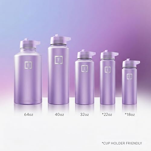 IRON °FLASK 40 oz Wide Mouth Water Bottle with Straw | Insulated Stainless Steel Sports Water Bottle with Leakproof Straw Lid - BPA Free, Cold 24 Hrs, Sweat Free (Lavender) - color: Lavender, style: Straw - 40 Oz (1 Lid)