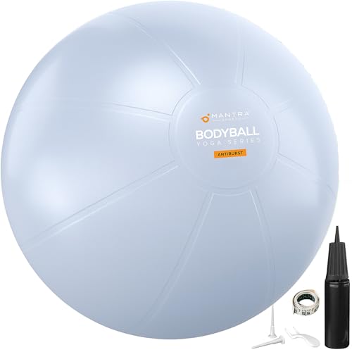 Exercise Ball – Yoga Ball for Pilates & Fitness - Birthing for Pregnancy, Stability, Core, Balance, Therapy for Physical Rehab, Workout for Home Gym & Office Chair, Fast Pump Included - color: Gray, size: M (for Height 4'8" - 5'3")