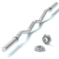 47" EZ Curl Bar Weight Lifting Bar, 1-inch Curling Bars for Weight lifting | Barbell bar for Hip Thrusts/Squats/Lunges for Gym and Home, With 2 Star Double Risk Star-nuts (220lb Weight Capacity) - color: Silver