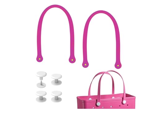 Replacement Straps for Large Rubber Beach Bag, Replacement Handles with 4 Snaps for Rubber Beach Bag, EVA Bag Strap Replacement, Beach Bag Repair Kit - color: Haute Pink