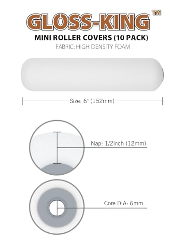 ROLLINGDOG 6 inch Paint Roller Covers Paint Roller Sleeves | High Density Foam Smooth Cutting in and Detail Painting (Pack of 10) - color: 10PC foam roller covers