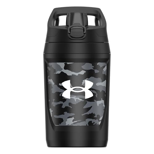 Under Armour 32 oz Insulated Water Bottles - Sports Water Jug with Fence Hook, Leak Resistant for Baseball, Football & More, 32 oz Insulated, Black Woodland - color: Black Woodland, size: 32 Ounces