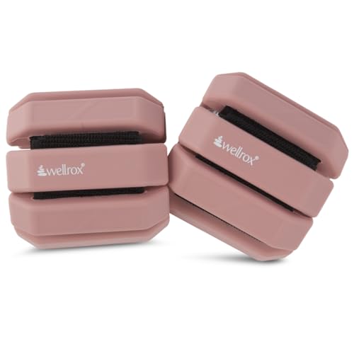 Wellrox Weighted Bangles – Adjustable Ankle and Wrist Weights for Women & Men – Set of Ankle Weights 2 lbs (1 lb Each Wrist Weight) | Weighted Arm Bands for Pilates, Yoga, Running & Walking - color: Dusty Rose