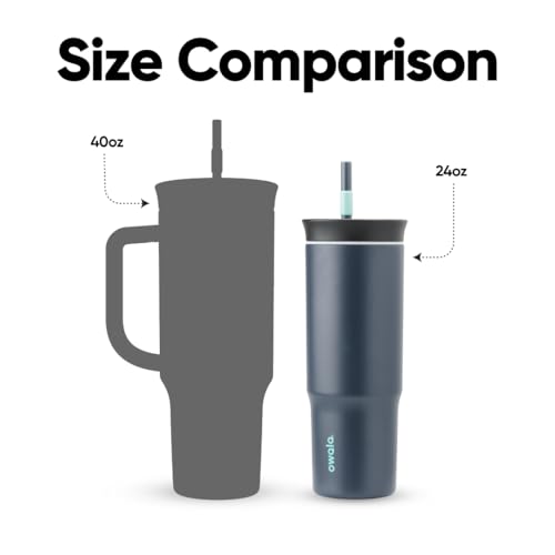 Owala Tumbler Stainless Steel Water Bottle 24 oz Foggy Tide | 2-in-1 Sip-or-Swig Lid | Splash-Resistant Lid | Reusable Straw | Cup Holder Friendly | Right & Left Hand Friendly - color: Foggy Tide, size: 24 Ounces (Pack of 1)