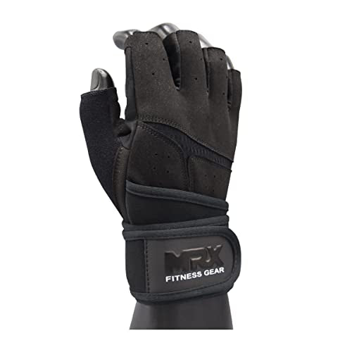 MRX Weightlifting Gloves for Men Workout Gloves Mens Wrist Support Lifting Gloves Male Gym Gloves | Workout Gym Accessories for Men Weight Lifting Fingerless Gym Exercise for Powerlifting - color: Black 2627, size: X-Small