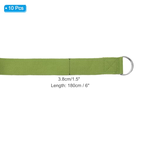 PATIKIL Yoga Strap for Stretching, Cotton Yoga Belt with Adjustable Metal D-Ring Buckle Stretch Band for Fitness Pilates - color: Dark Green