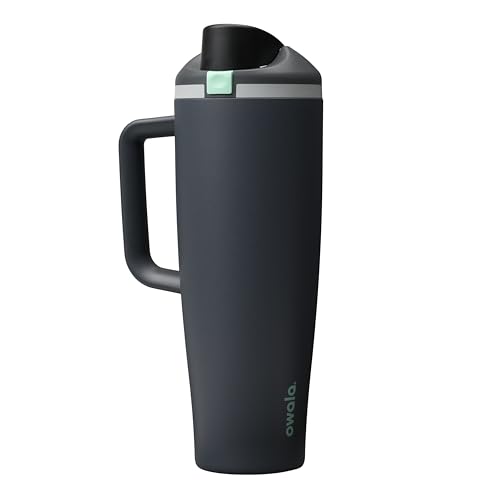 Owala FreeSip Tumbler Stainless Steel Water Bottle 40 oz Foggy Tide | Triple-Layer Insulation | Leak-Proof Lid with Push-Button | Double Threaded Lid for Left and Right-Handed Drinking - color: Foggy Tide, size: 40 Ounces