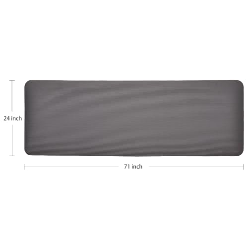 Signature Fitness Extra Thick High-Density Foam Yoga Mat – Multiple Thicknesses (1/2" & 1") / Multiple Colors – Double-Sided Non-Slip Surface – with Carrying Strap for Pilates, Yoga & Home Workouts - color: Gray