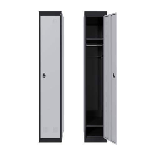 GAOMON Metal Locker, Metal Storage Locker with Shelves and Doors, Perfect for Employees and Students, Ideal for Offices, Schools, Gyms, Homes, and Garages, Assembly Required, Grey & Black