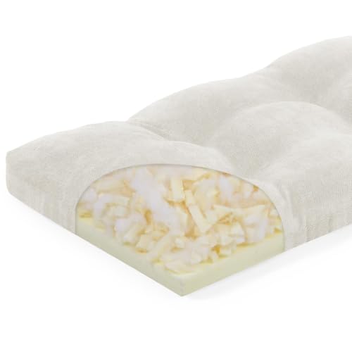 baibu 40 Inch Memory Foam Bench Cushion, Dual-Layer Patent Design Non-Slip Indoor Bench Cushion with Ties, 40x15x3Inch, White - color: White, size: 40x15x3 Inch (Pack of 1)