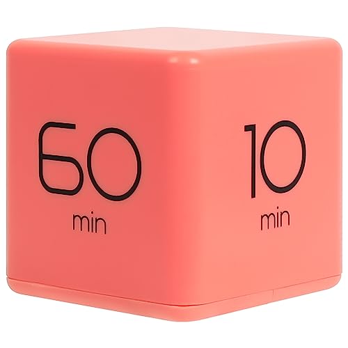 mooas Cube Timer (Coral), Timers Cube Flip Block Timers Productivity Gravity Sensor Time Management for Kids ADHD Classroom Kitchen Desk Workout Cooking Study 10, 30, 50, 60 min Timer Setting - color: Coral
