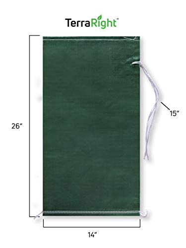 Sandbags - Extra Durable Empty Green Woven Polypropylene Sand Bags w/Ties, Max. UV Protection, 14" x 26" (20 Count) - color: Green, size: 14x26 Inch (Pack of 20)