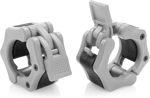 USA Made Olympic Barbell Collar 2 inch Quick Release Pair of Locking 2" Pro Weight Bar Plate Locks Clamp Clips for Workout Weightlifting Fitness Training - color: Gray, style: Classic Imported