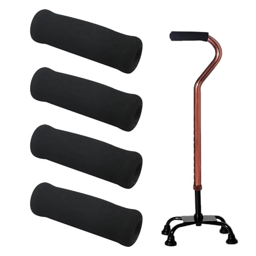 4Pcs Walking Cane Hand Grips - Black Foam Replacement for Offset Canes - size: 0.98