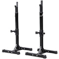 Yaheetech Adjustable Squat Rack Pair, Barbell Bench Press Stands, Home Gym | Sturdy steel stands support up to 550 lb, adjust in height with safety spotter arms, and save space in your home gym setup.