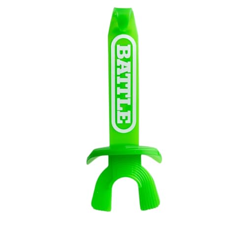 Battle Speed XL Football Mouthguard with Connected Thick Strap, Advanced Composite, No Boil, for Braces, Maximum Breathability, Youth and Adult (Neon Green) - color: Neon Green