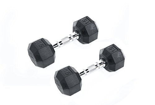 Ader 2lb-120lb Black Octagon Rubber Dumbbells Pair - size: 3lb.8.12.18.25lb