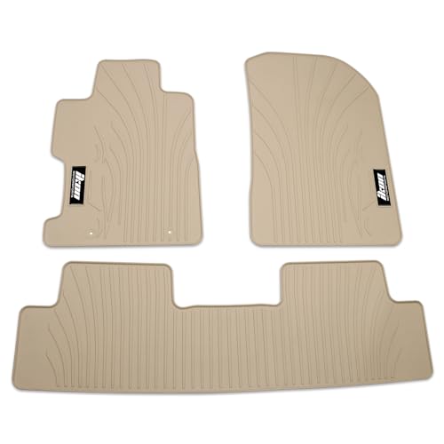 Fit 2006-2011 Honda Civic Coupe & Sedan Floor Mat IKON Style Beige | IKON MOTORSPORTS, Latex Rubber Custom Fit All Weather Easy Clean Interior Car Carpets Full Set 3 Pieces - color: Beige