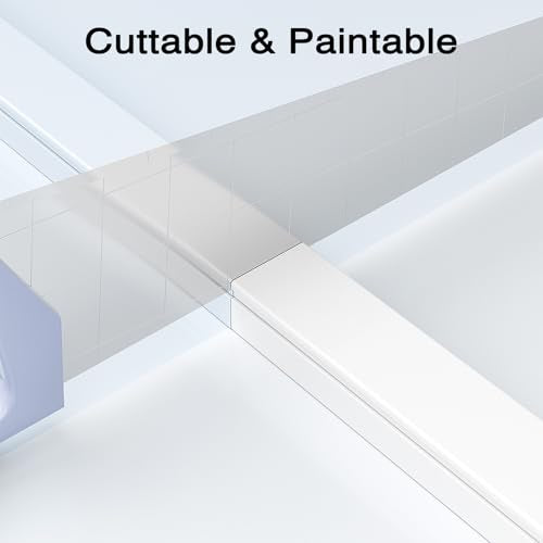 Delamu 56.7in Cord Hider, Wire Covers for 3-4 Cords on Wall, Premium Cable Hider Cord Covers for Wires, Paintable Cable Management Wire Hiders for TV, Cable Cover Raceway Kit, W1.18x H0.6in, White - color: White, size: 56.7in L x 1.18in W x 0.6in H