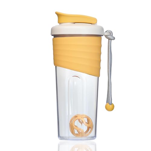 Shaker Bottle for Protein Mixes，24 oz，Protein Shaker Bottles with Whisk Ball, Mixer Bottle, Protein Bottle,Portable Pre Workout Whey Protein Drink Shaker Cup，Yellow - color: Yellow