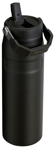Stanley IceFlow Flip Straw 2.0 Water Bottle 24 OZ | Built-In Straw with Larger Opening | Lightweight & Leak-Resistant | Insulated Stainless Steel | BPA-Free | Black 2.0 - color: Black, size: 24 Ounces