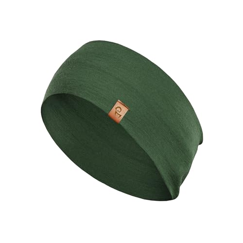 menique 100% Merino Wool Headband for Women Non Slip Stretchy Workout Sweatband Moisture Wicking Breathable Wide Hairband for Running Hiking Sport Gym Yoga Nurse Fashion (Black, One Size) - color: Dark Green