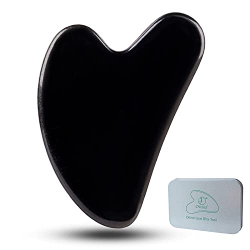 Gua Sha Facial Tools, Black Obsidian Gua Sha Massage Tool, Natural Jade Guasha Tool for Face and Body Skin Massage. Gua Sha Set for SPA Acupuncture Therapy, Trigger Point Treatment. - color: Black