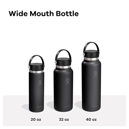 Hydro Flask Water Bottle - Insulated Stainless Steel - Wide Mouth Flex Lid, Non Spill, Leakproof and Refillable in 20 Oz Tonal Black - color: Tonal Black, style: 20 Oz