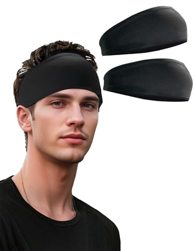 Headbands for Men & Women, Sweat Headband Non-Slip Sweatband Sports Running Cycling Yoga Basketball Workout Football Training - color: Black Pack