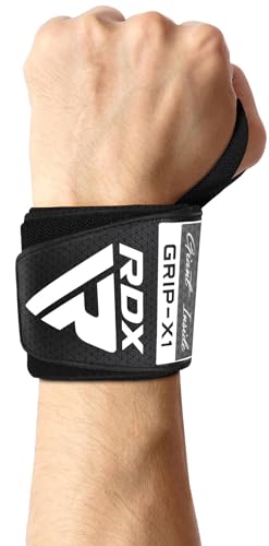 RDX Wrist Wraps for Weightlifting (Pair), IPL USPA Approved, Elasticated 18” Cotton Straps Support with Thumb Loop, Gym Wrap for Weight Lifting Powerlifting Competition Strength Training Bodybuilding - color: Grey