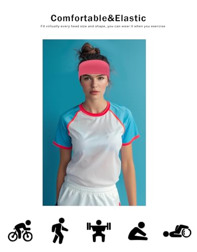 Headbands for Men & Women, Sweat Headband Non-Slip Sweatband Sports Running Cycling Yoga Basketball Workout Football Training - color: Hot Pink